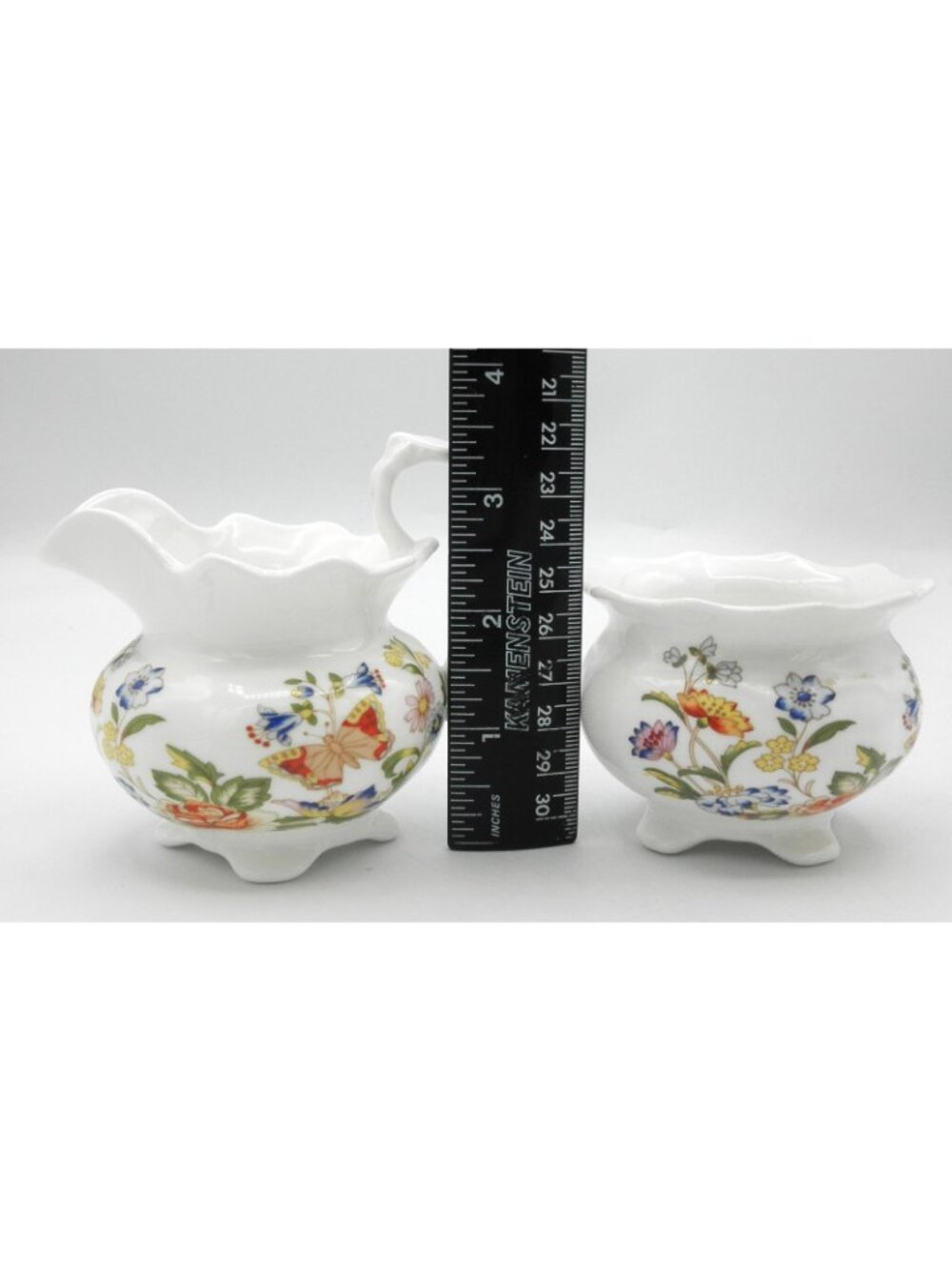 Cottage Garden by Aynsley Large Sandwich Tray Vine Shaped Cream and Sugar AYNOGA - Picture 9 of 14